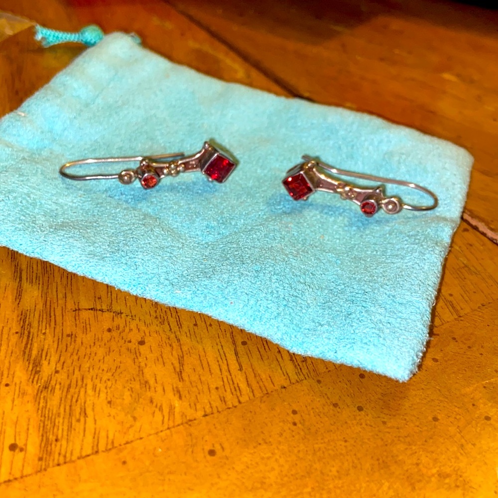 Stunning Vintage Ruby & Silver Earrings!